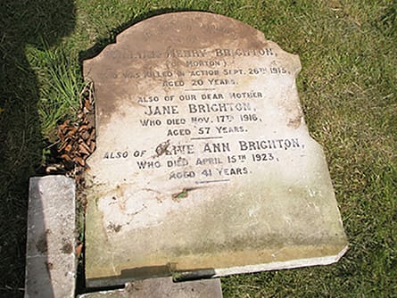 Drummer W H Brighton's headstone before restoration
