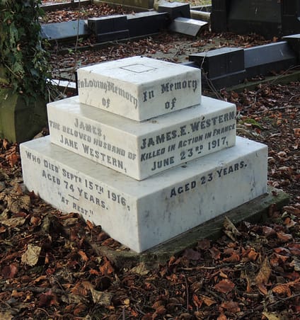 Private James Edward Western's headstone after restoration