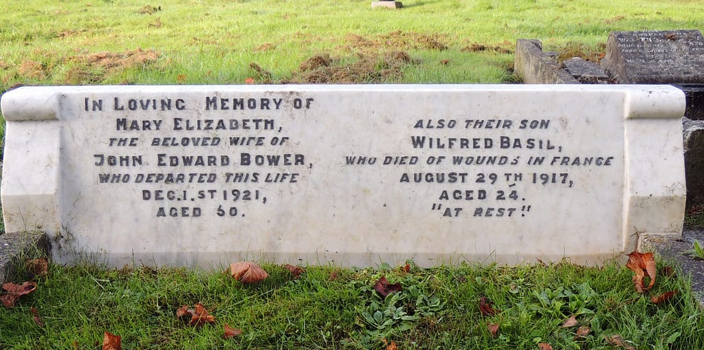 Private Wilfred Basil Bower's headstone after restoration
