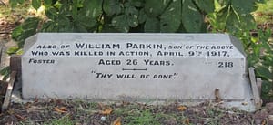Private William Frank Parkin's headstone after restoration