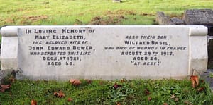 Private Wilfred Basil Bower's headstone after restoration