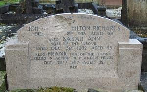 Private Frank Richards's headstone after restoration