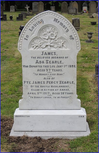Private Searle's Headstone after restoration