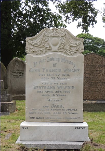 Private John (Jack) Samuel Wright's headstone after restoration